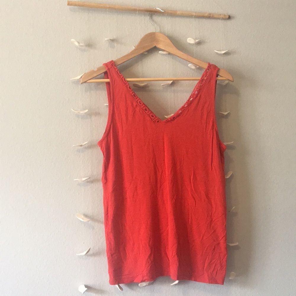 Orange  lace trim tank